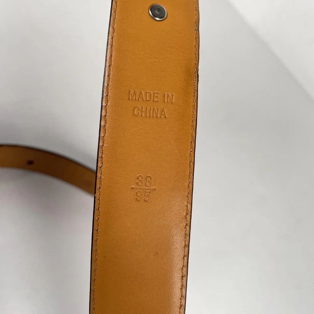 Polo Ralph Lauren Belt Mens Size 38 Brown Leather Croc Embossed Dress Classic